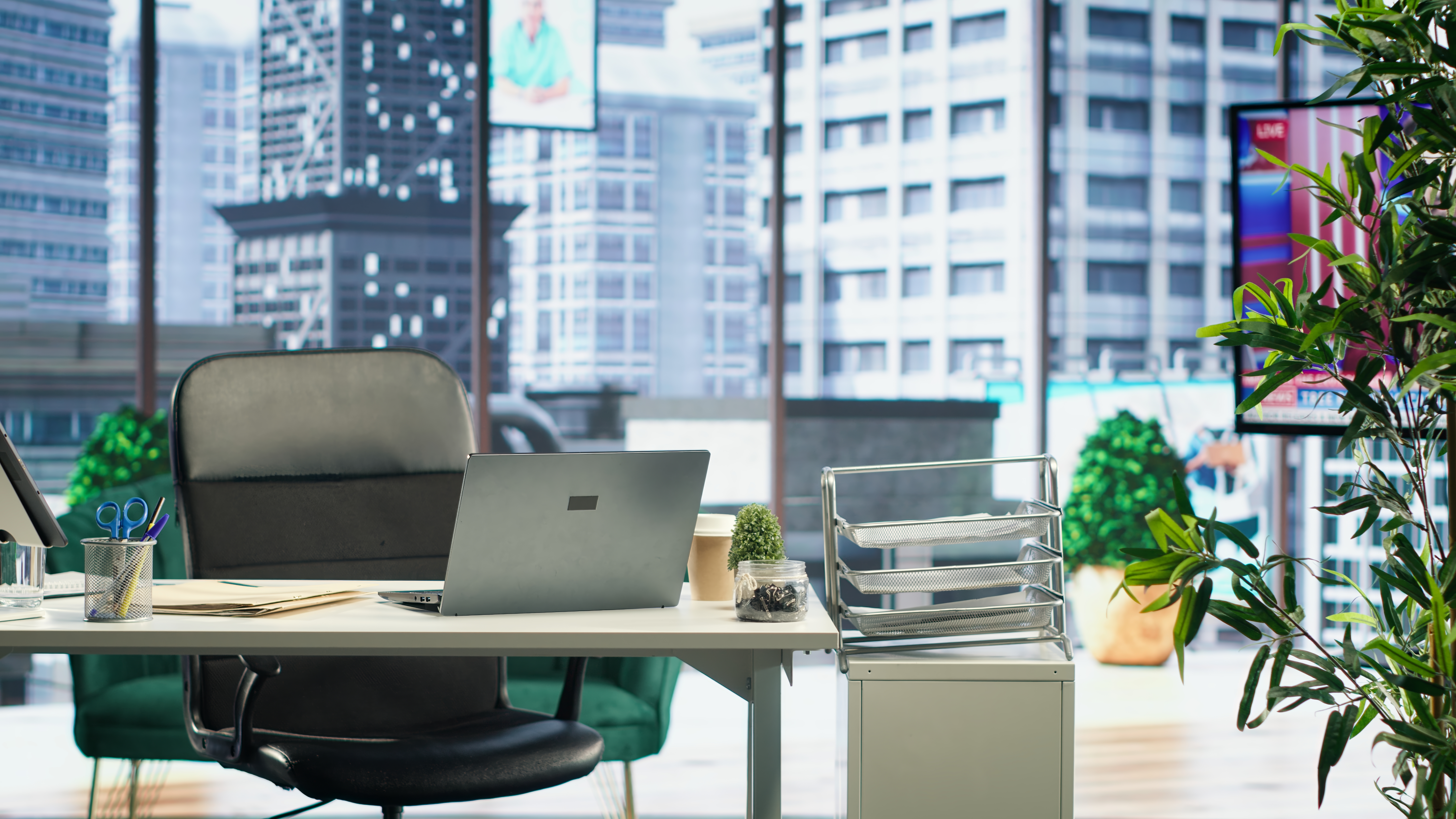 empty high end corporation workspace 